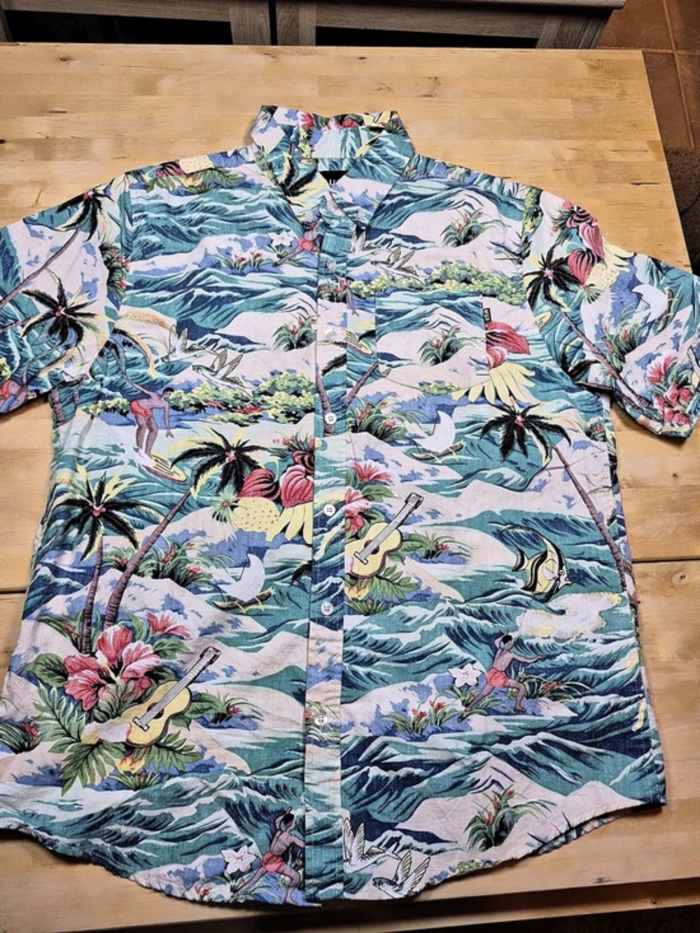 HUF Tropical Print Button Down Shirt Size Large